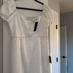 Lulu's White Puff Sleeve Dress